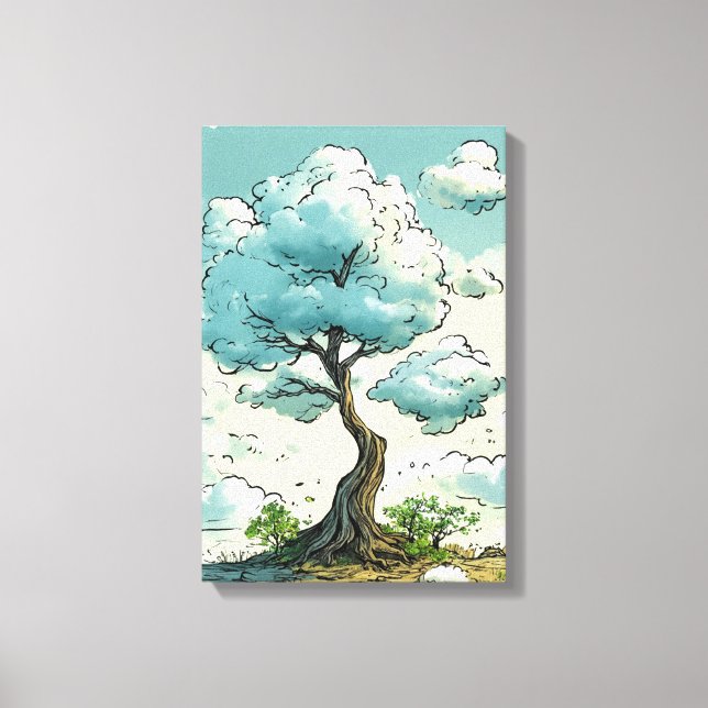 Title: Cloud-Bearing Tree of Whimsy Canvas Print (Front)