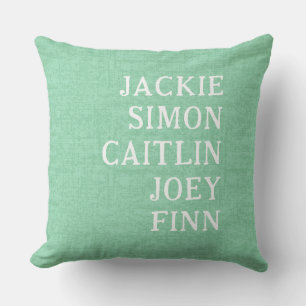 Title Custom Grandkids Names Farmhouse green Throw Pillow