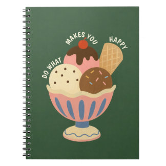Title: Cute Ice Cream Sundae Spiral Notebook