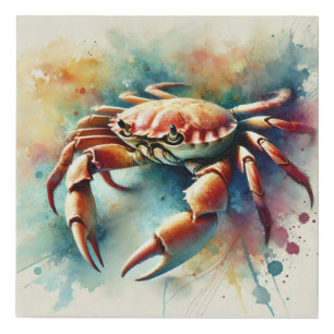 Title Edible Crab 240824AREF113 - Watercolor Faux Canvas Print