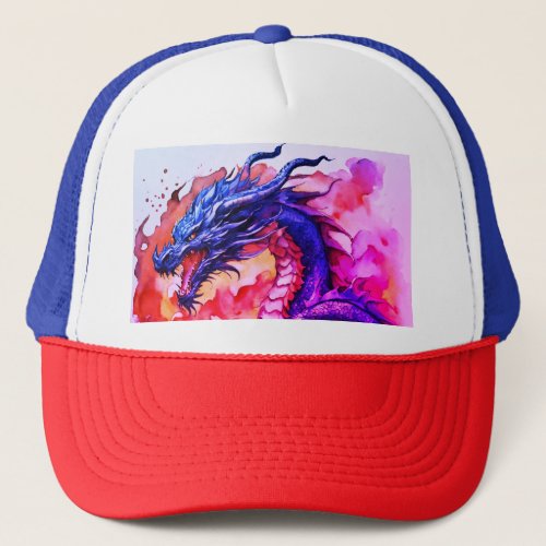 Title Fireborn Dragon Crest Print Cap Trucker Hat
