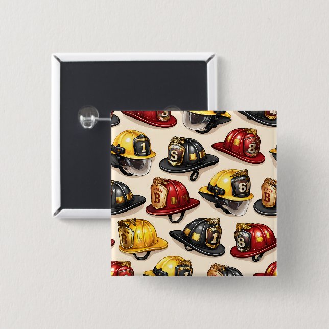Title firefighter helmet pattern fire station depa button (Front & Back)