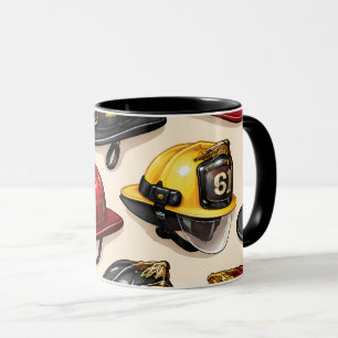 Title firefighter helmet pattern fire station depa mug