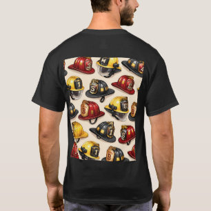 Title firefighter helmet pattern fire station wrap T-Shirt