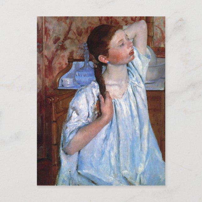 Title: Girl Arranging Her Hair Date: 1886 Cassatt, Postcard (Front)