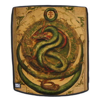 **Title:** Green Snake Print Backpack  