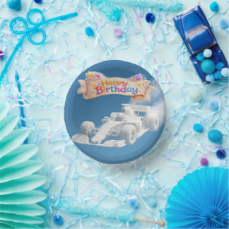 Title happy birthday racing card cloud paper plate bowls