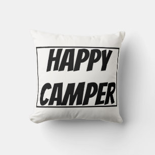 Title: Happy Camper Funny Camping Outdoor Adventur Throw Pillow