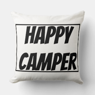Title: Happy Camper Funny Camping Outdoor Adventur Throw Pillow