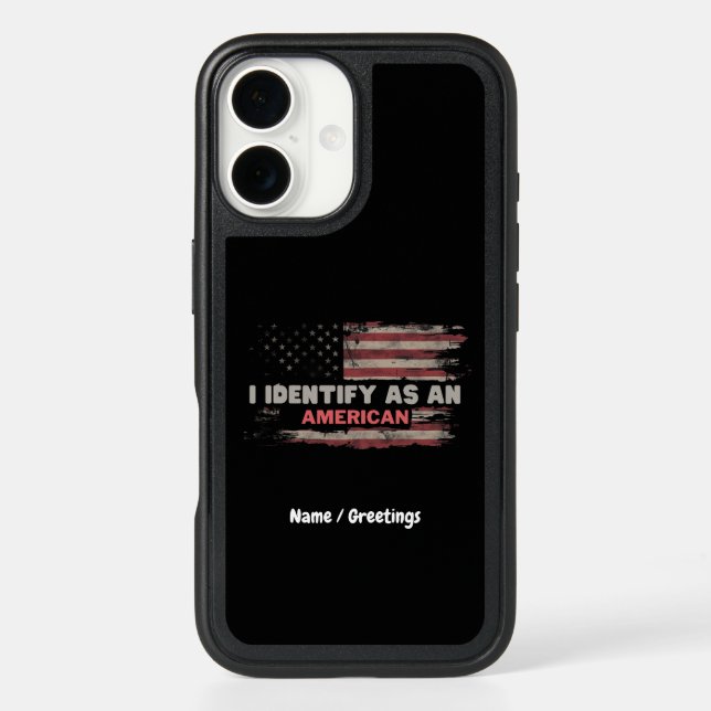 Title: I Identify As An American US Flag Design Otterbox iPhone Case (Back)