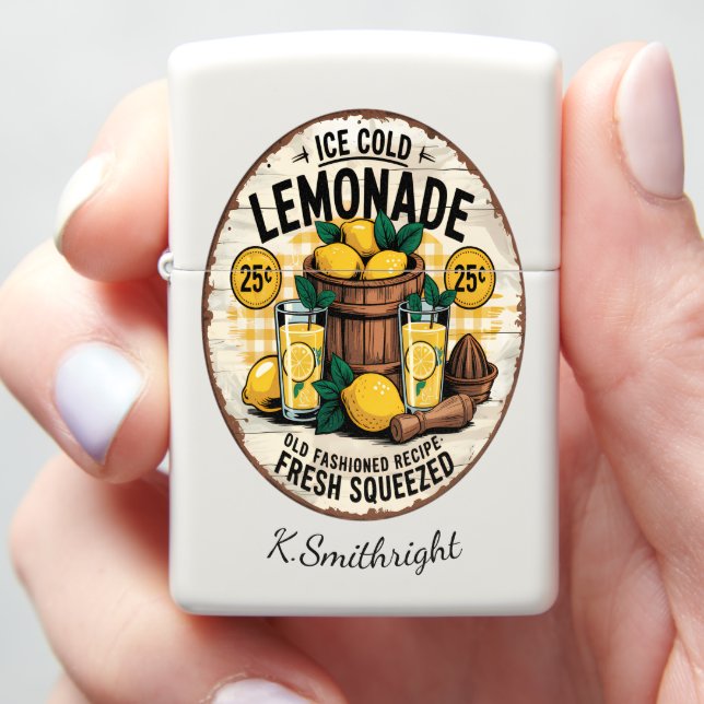 Title: Ice Cold Fresh Squeezed Lemonade Zippo Lighter (In Hand)