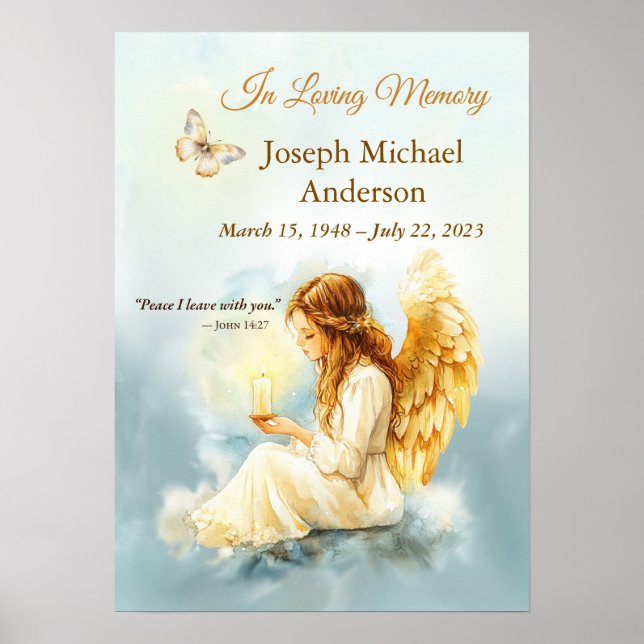Title: In Loving Memory Angel Candle – Custom Name Poster (Front)