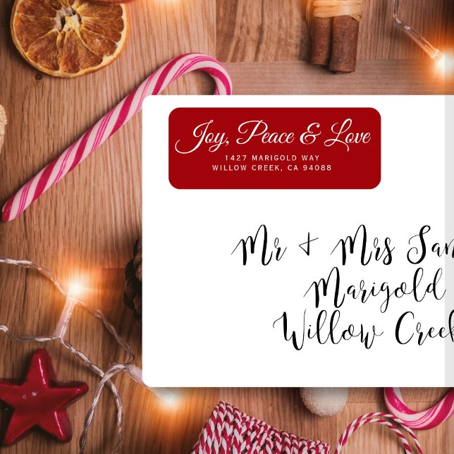 Title: Joy, Peace & Love Christmas Return Address  Label (Creator Uploaded)