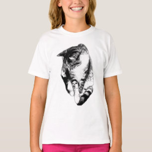 Title: Looking Down Tabby Cat Monochrome Tee