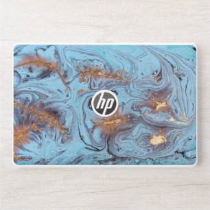 Title Luxury Blue Gold Marbled Stone Abstract Flui HP Laptop Skin