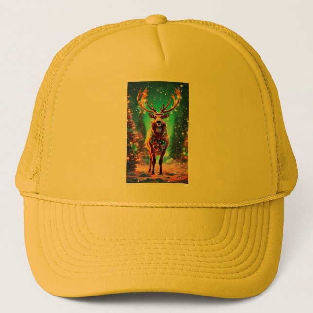 Title: Majestic Deer in the Wilderness Wall Art Trucker Hat (Front)
