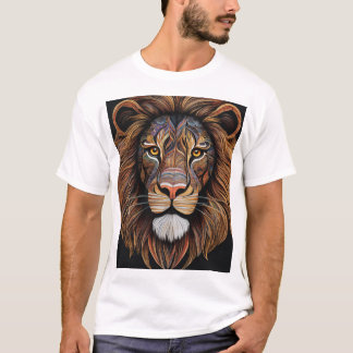 Title: Majestic Geometric Lion T-Shirt  Descriptio