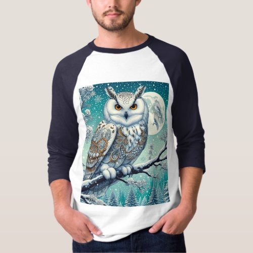 Title Majestic Snow Owl Winter Wonderland T_Shir T_Shirt