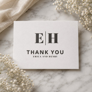 Title: Modern Typography Monogram Wedding Letterpress Thank You Card