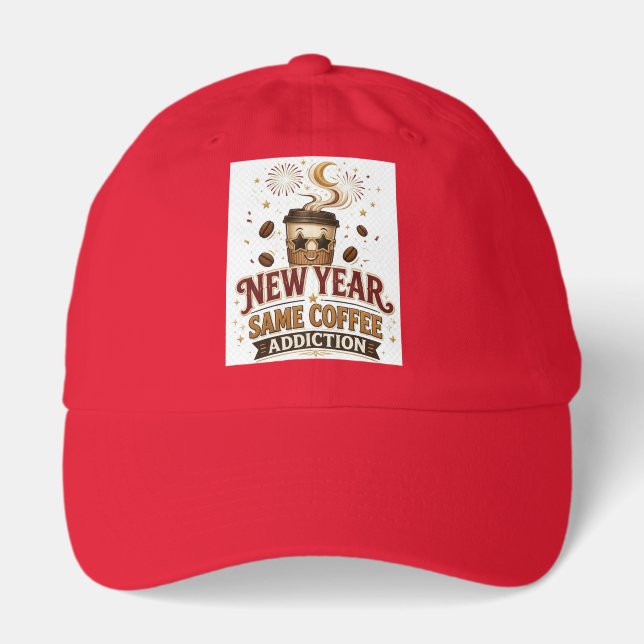 Title: New Year Same Coffee Addiction Funny Coffee Hat (Front)