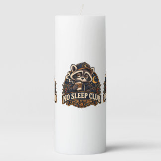 Title: No Sleep Club Coffee After Dark Raccoon Pillar Candle