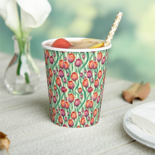 Title Olive Green Tulip Bouquet Paper Cups
