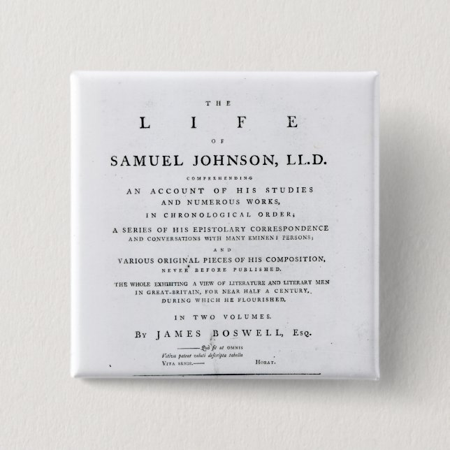 Title page, from 'The Life of Samuel Johnson' Button (Front)