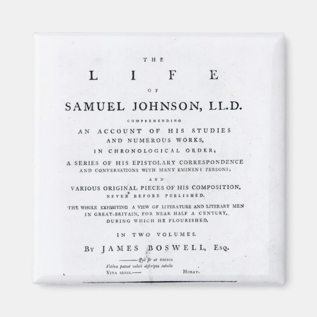 Title page, from 'The Life of Samuel Johnson' Magnet (Front)
