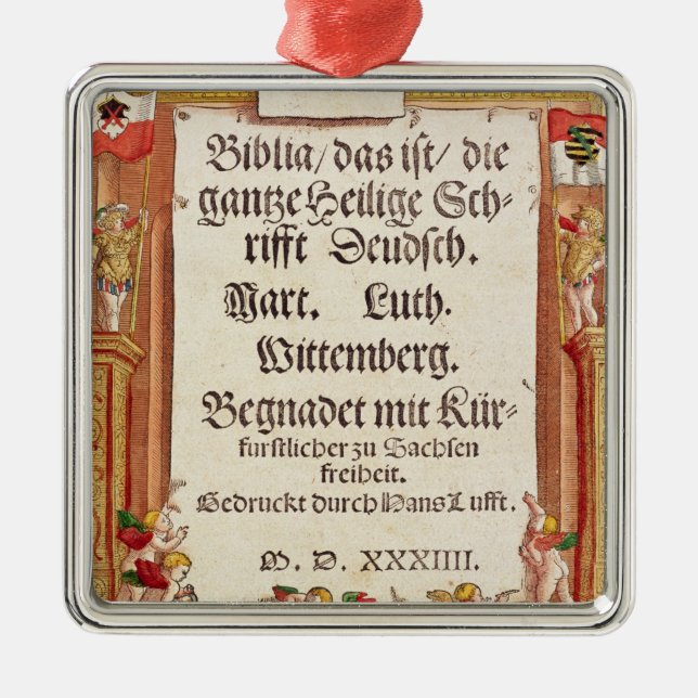 Title page from the Luther Bible, c.1530 Metal Ornament (Front)