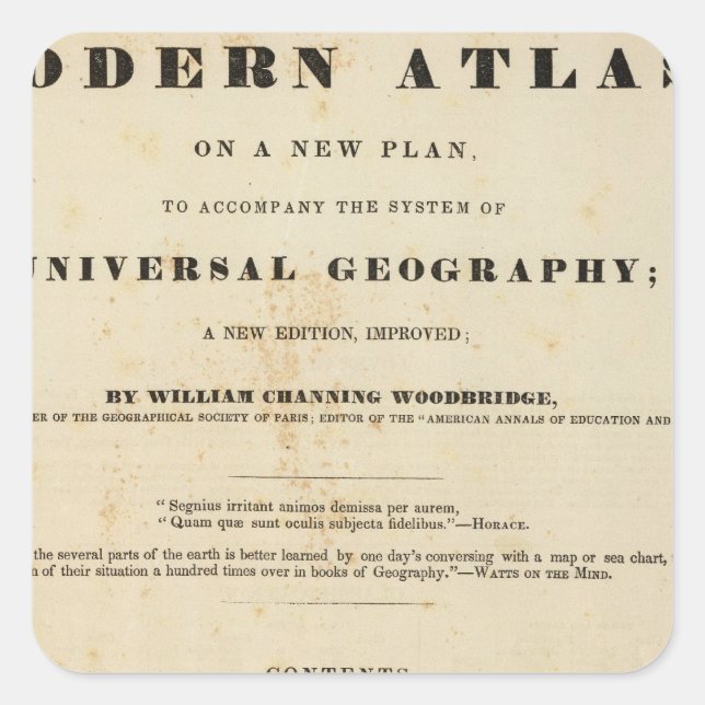 Title Page Modern atlas Square Sticker (Front)