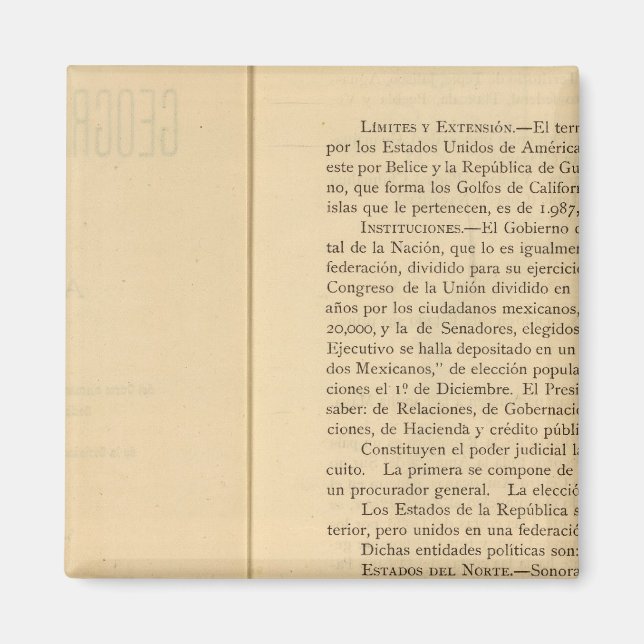 Title Page of 1874 Mexico Atlas Magnet (Front)