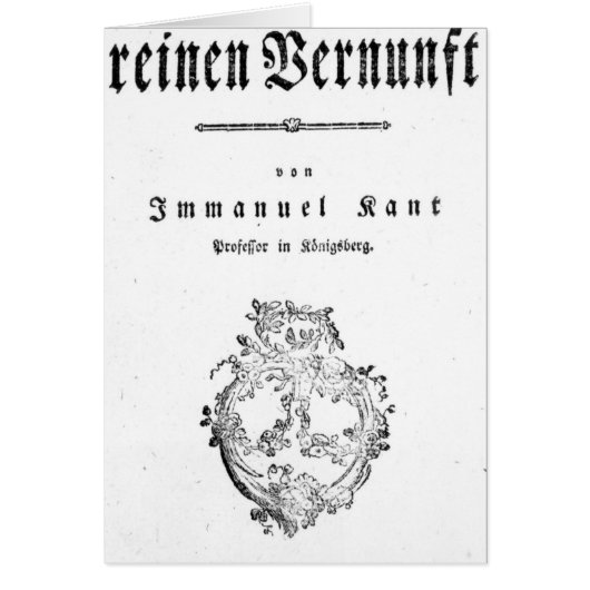Title Page of 'Critique of Pure Cards (Front)