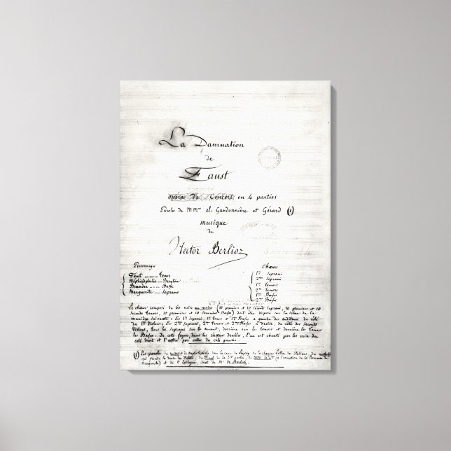 Title page of 'La Damnation de Faust' Canvas Print (Front)