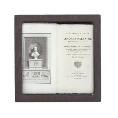 Title page of Le Fabbriche e i Disegni di Andrea Jewelry Box