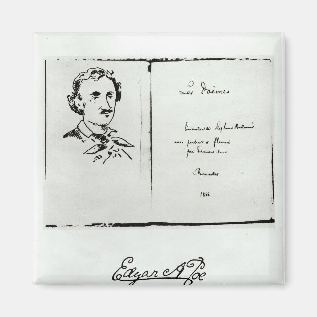Title Page of 'Les Poemes' by Edgar Allan Poe Magnet (Front)