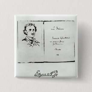 Title Page of 'Les Poemes' by Edgar Allan Poe Pinback Button