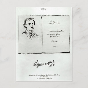 Title Page of 'Les Poemes' by Edgar Allan Poe Postcard
