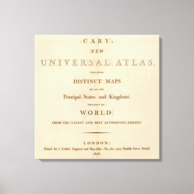 Title Page of New universal atlas Canvas Print (Front)