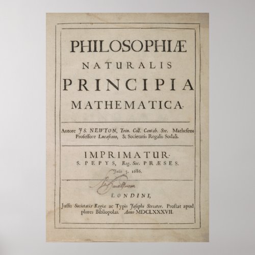 TITLE PAGE of PRINCIPIA MATHEMATICA 1687 Poster