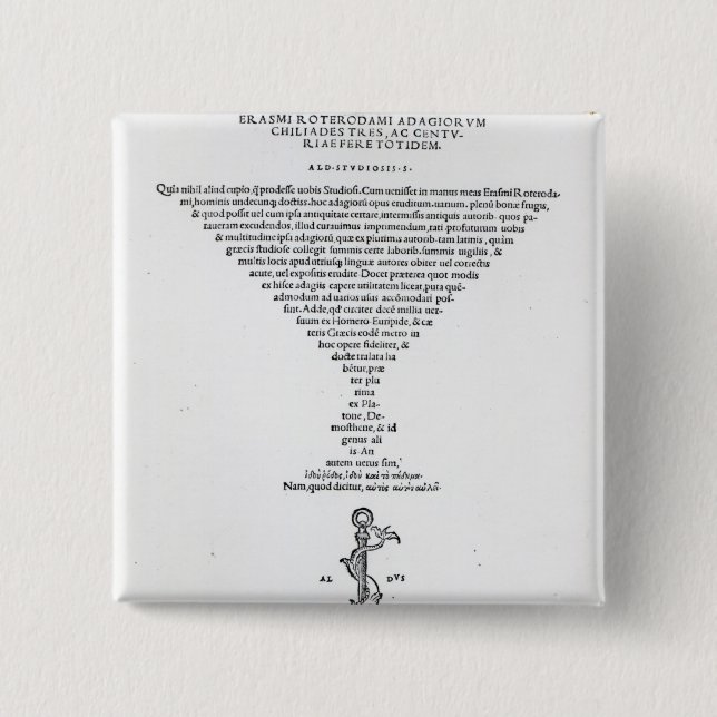 Title page of the Adages of Erasmus Button (Front)