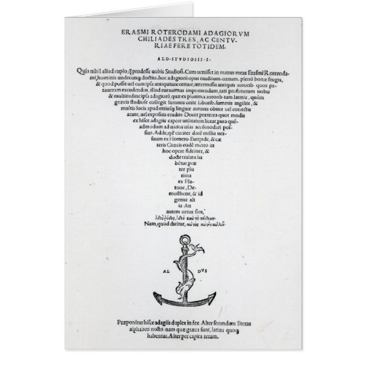 Title page of the Adages of Erasmus Cards (Front)