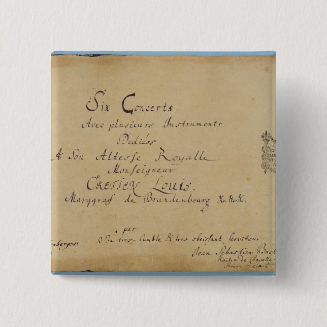 Title page of the 'Brandenburg Concertos' Button (Front)