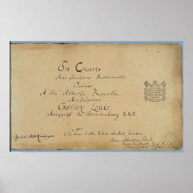 Title page of the 'Brandenburg Concertos' Poster (Front)