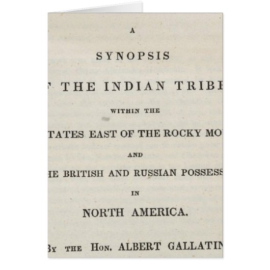 Title Page of the Synopsis of the Indian Tribes Cards (Front)