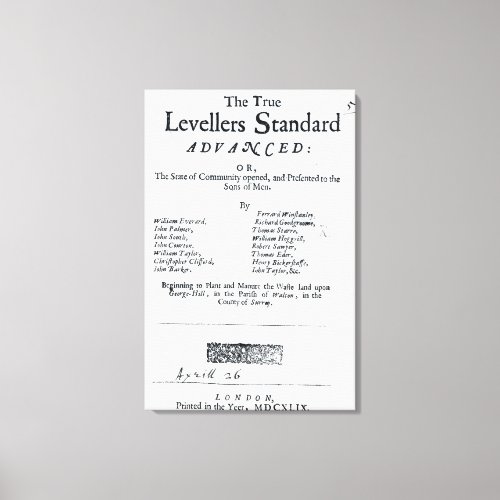 Title page of The True Levellers Standard Canvas Print
