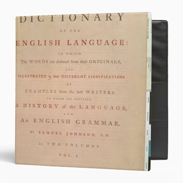 Title page of volume I of the English Binder (Front/Inside)