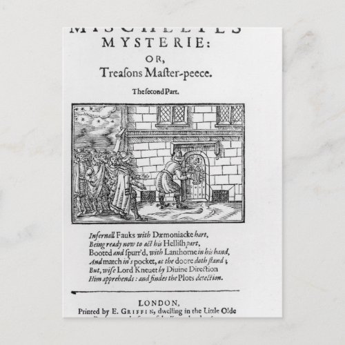 Title page to Mischeefes Mysterie or Treasons Postcard