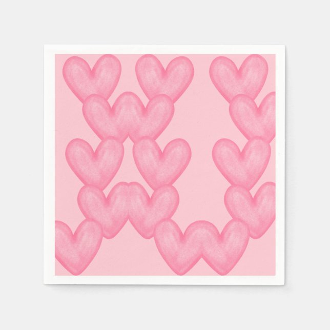 Title: Pink Heart Love Pattern Paper Napkin (Front)