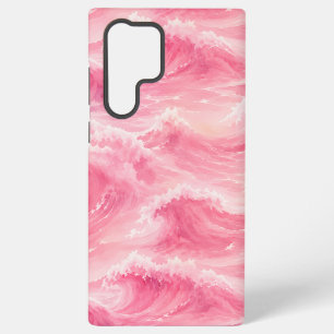 Title: Pink Watercolor Ocean Waves Samsung Galaxy S22 Ultra Case