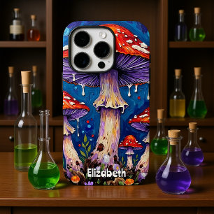 Title: "Psychedelic Fungi Portrait iPhone 16 Pro Case